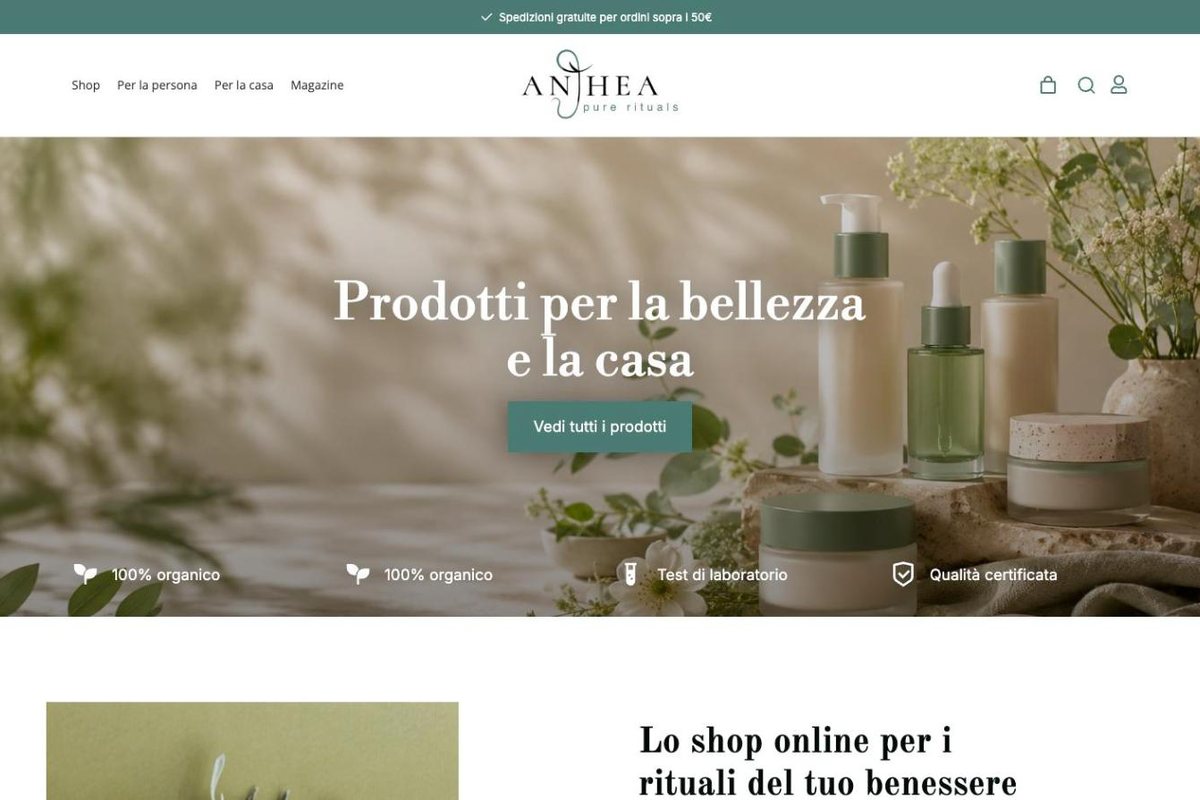 Anteprima del sito Anthea Lab, prodotti per la bellezza e la casa