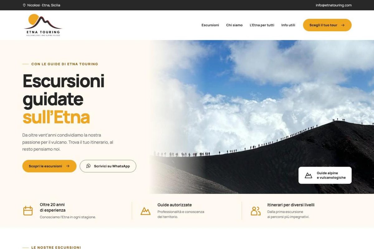 Anteprima del nuovo sito Etna Touring, escursioni guidate sull'Etna