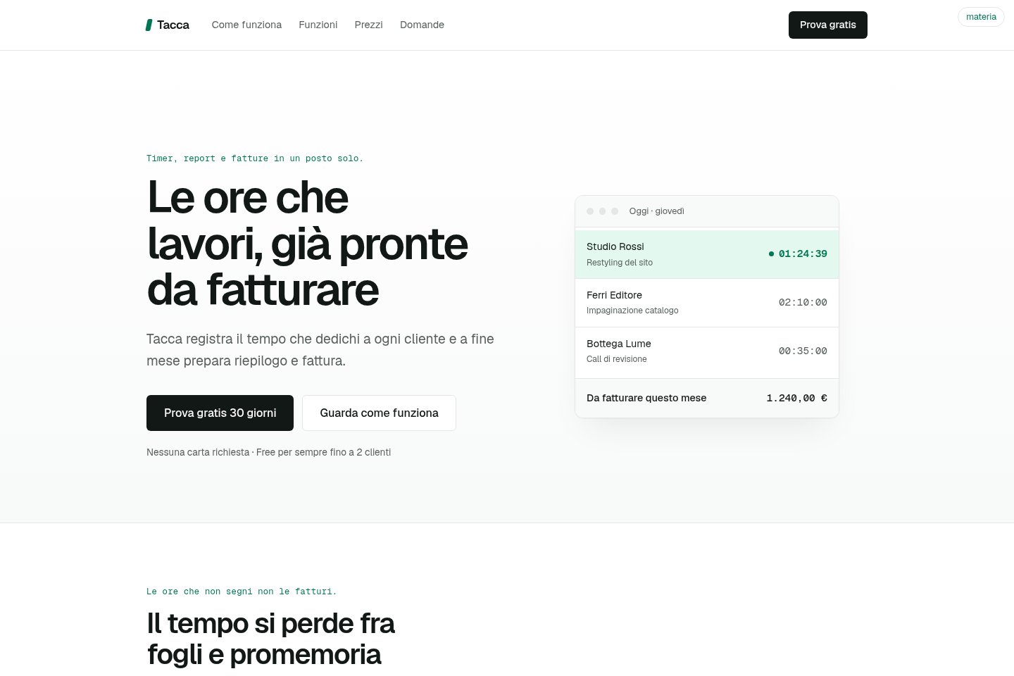 Anteprima di Tacca, la demo di bew: una pagina web che si adatta a come viene usata
